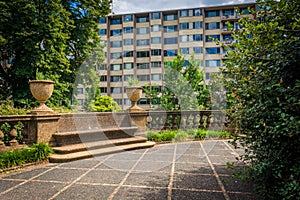 Terrace and buildings at Meridian Hill Park, in Washington, DC.