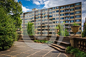 Terrace and buildings at Meridian Hill Park, in Washington, DC.