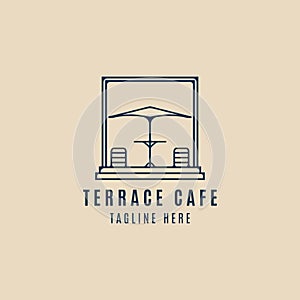 terrace cafe line art logo , with emblem vector illustration design template minimalist