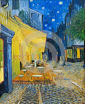 Terrace of a cafe at night Place du Forum by Vincent Van Gogh