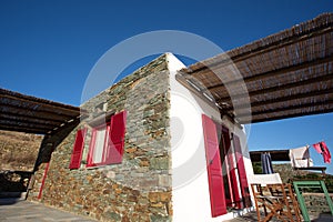 Terrace and close-up from a typical facade at Folegandros.