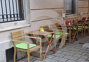 Terrace on Downtown of Bratislava in Slovakia