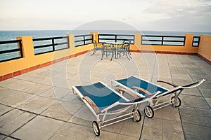 Terrace in front of the sea