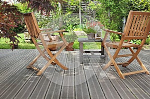 Terrace in garden photo