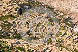 Terrace hills on the island of Folegandros.