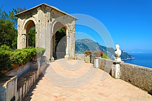 Terrace of Infinity in Villa Cimbrone above the sea in Ravello, Amalfi Coast, Italy photo