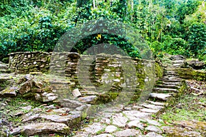 Terrace made with stones where you can see its perfect circumference in lost city photo