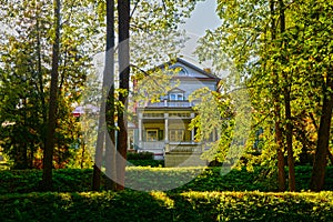 Terrace of the main house in the Abramtsevo estate, Moscow region, Russia