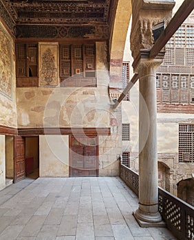 Terrace at ottoman historic Beit El Set Waseela building Waseela Hanem House, Old Cairo, Egypt photo