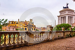 Terrace overlooking historic Rome city center Italy photo