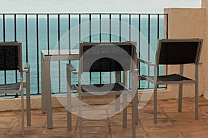 A terrace overlooking the sea photo