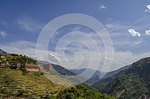 Terrace paddy fields near Rudraprayag, Garhwal, Uttarakhand, India