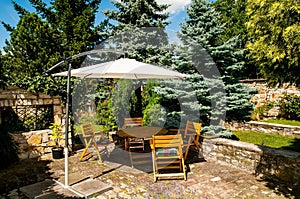 Terrace with parasol