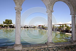 Lunch Party, Outdoor Arched Pool, Terrace Sunshades