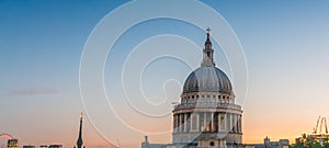 Terrace with view on St Paul Cathedral - London at dusk