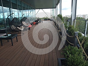 Terrace with views of the forest and the business center. rest or relaxation for office staff. rallies in the fresh air