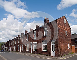 Terraced houses on a Lancashire town hill