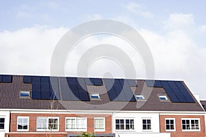 Terraced houses with solar panels, Netherlands