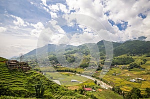 Terraced Rice Fields and Landscapes in Sapa of Vietnam