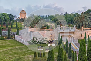Terraces of the Bahai Faith, the Hanging Gardens of Haifa, Holy Place in Haifa, Israel photo