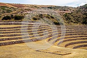 Terraces in Cuzco Sacred valley of Incas in Peru