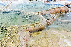 Terraces, Limestone and Rock Formations at Mammoth Hot Springs i