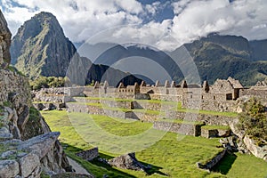 Terraces and old building ruins in Machu Picchu, Peru