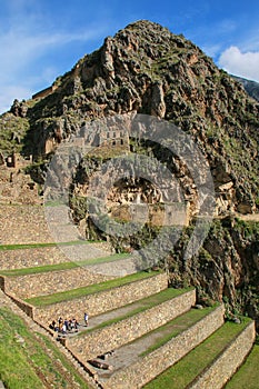 Terraces of Pumatallis at the Inca Fortress in Ollantaytambo, Peru