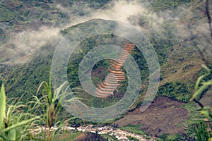 Terraces with rice in Sa Pa valley in Vietnam