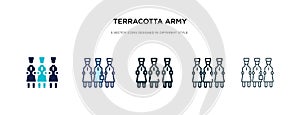 Terracotta army icon in different style vector illustration. two colored and black terracotta army vector icons designed in filled