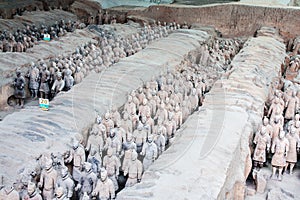 The Terracotta Army or Terra Cotta Warriors buried in Qin Shi Huang Emperor's tomb