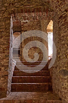 Terracotta brick staircase to the basement, prisons, dungeons