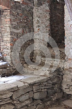 terracotta brick staircase to the basement, prisons, dungeons