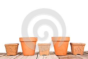 Terracotta or clay gardening pots