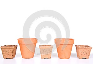 Terracotta or clay gardening pots