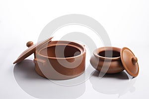 Terracotta Earthen Pots Isolated on White Background