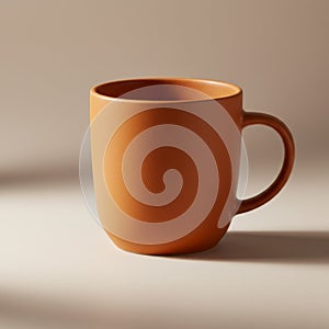 Terracotta Mug on Beige Background