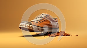Terracotta Orange Sneakers: Photorealistic 3d Rendering With Grungy Rusty Texture