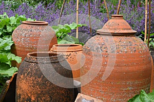 Terracotta Pots, Tintinhull Garden, Somerset, England, UK