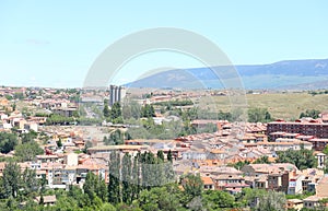 Terracotta roof tiles building old town cityscape Segovia Spain