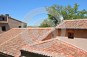 Terracotta roof tiles old building Segovia Spain