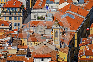 Terracotta rooftops of the Old Town, Vieille Ville in Nice on th