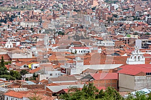 Terracotta rooftops at Sucre city in Bolivia