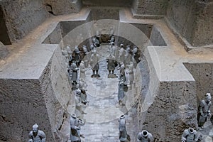 Terracotta soldiers in the terracotta warriors tomb at Shaanxi, Xi'an, China, Asia