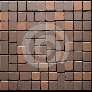 Terracotta Square Tiles Pattern in Various Shades for Textured Surface Design