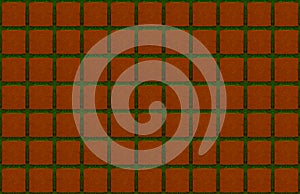 Terracotta tile square brown green emerald lines background symmetrical dark base urban