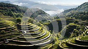 Terraformed terraces, indicative of anthropogenic adaptation