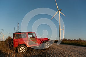 Terrain car at windmills