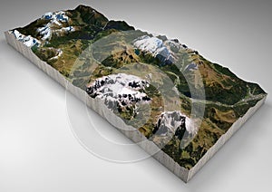 Terrain section, Canazei, Val di Fassa, Trentino Alto Adige, Italy. Mountains and hills, peaks of the Dolomites, Sassolungo