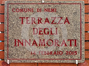 Terrazza degli innamorati translation: Lovers Terrace Plate in photo